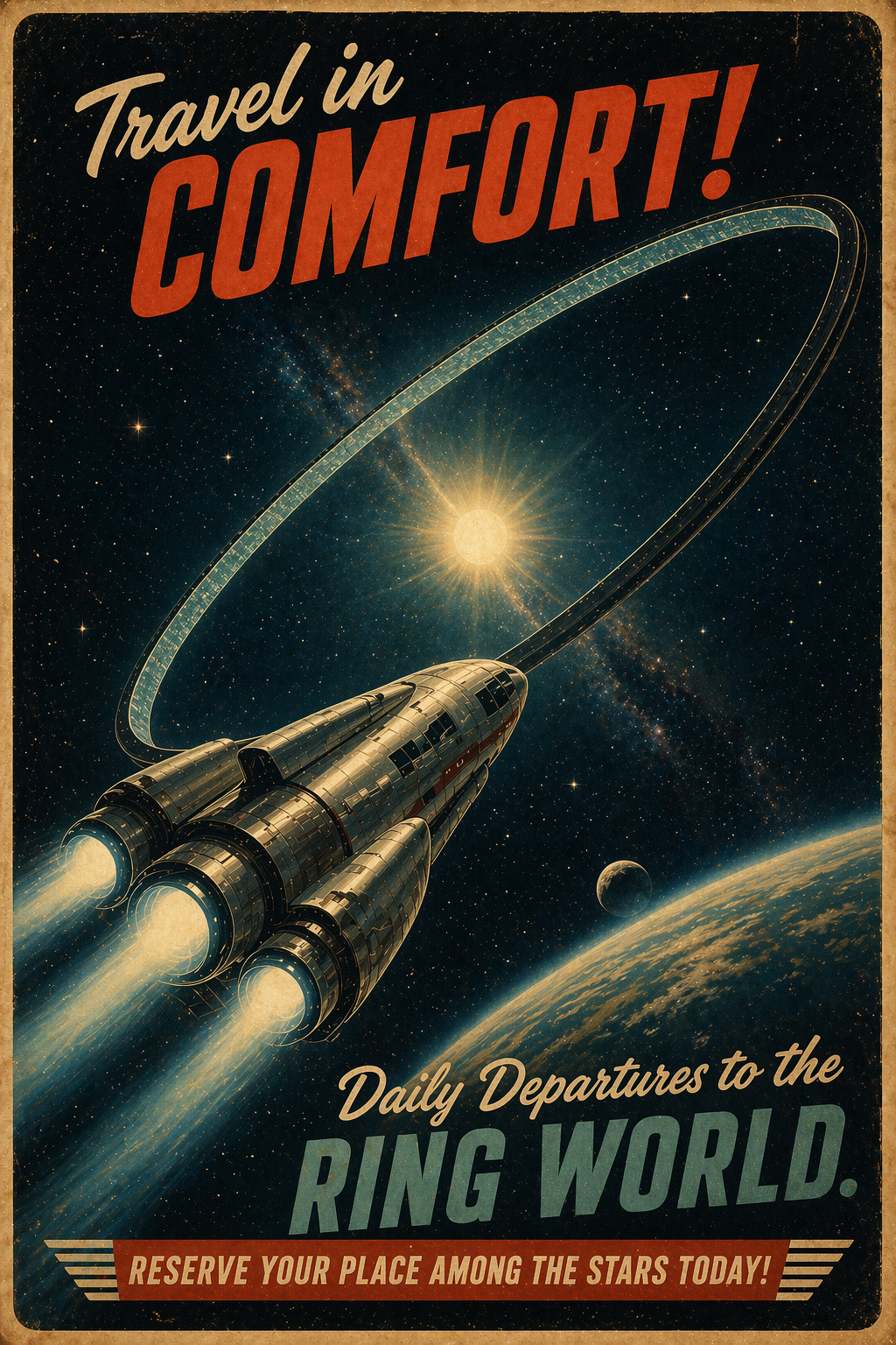 Travel to Ringworld in comfort retro style
