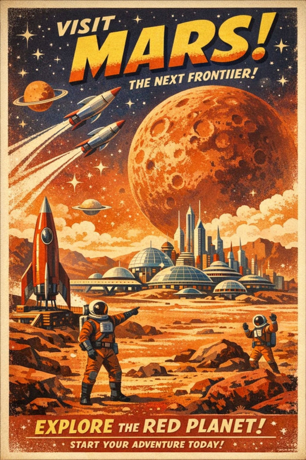 Visit Mars retro Sci-Fi poster v1